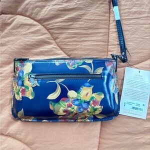 Patricia Nash Blue Floral Wristlet Clutch